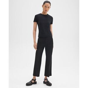 Theory Black Wide Leg Crops in Good Linen With Stretch  Ankle Length $295 Size 1